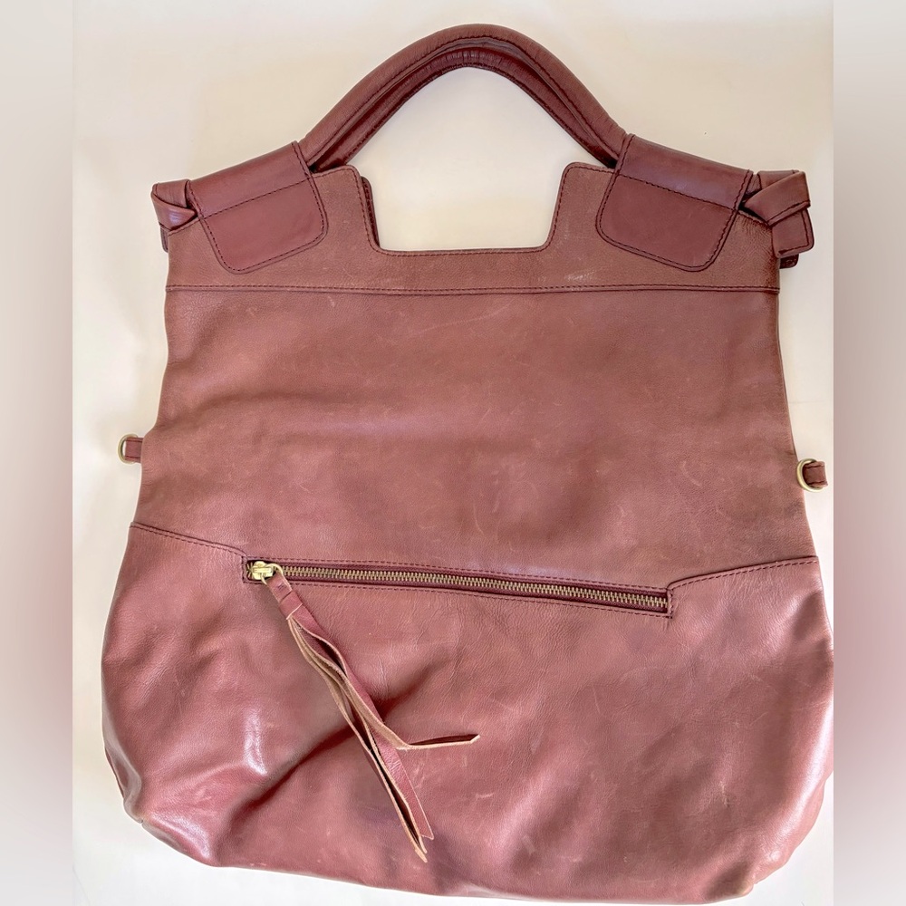 Foley & Corinna Burgundy Leather Tote Bag